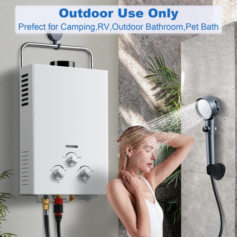 Outdoor Propane Tankless Water Heater - 6L 1.58 GPM Portable Gas Water Heater with Handle & Overheating Protection, Instant Hot Water for RV Cabin Camping Boat Barn - Image 2