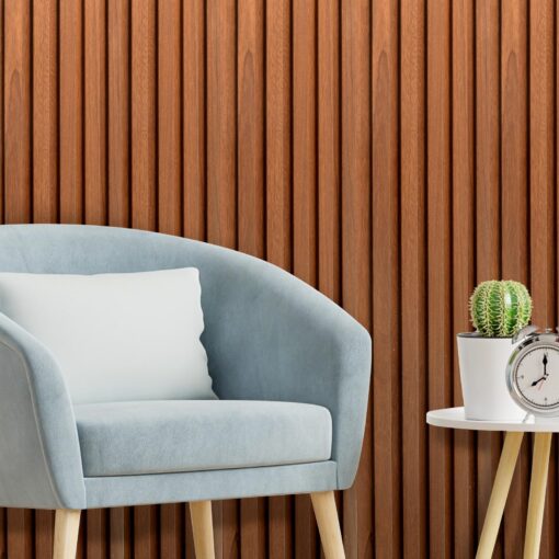 Art3d WPC Slat Wall Panels, 8-Pack 108 x 6 Inch 3D Wall Accents for Interior Wall Decor, Living Room, Bedroom, Teak - Image 2