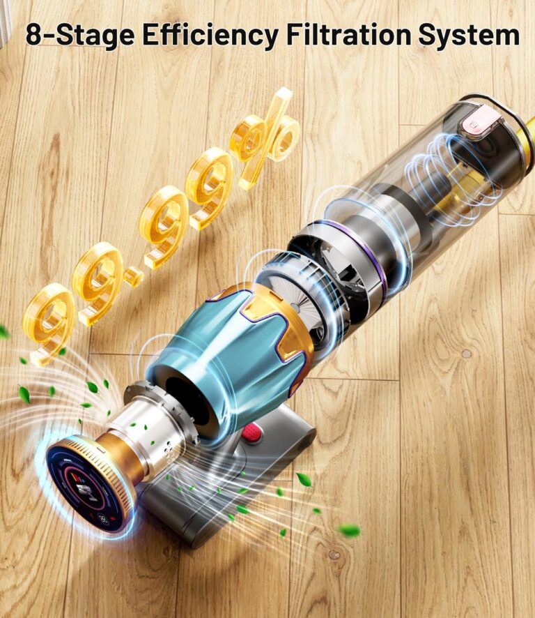 KARDV Cordless Vacuum Cleaner, 45Kpa/550W Stick Vacuum with Touch Screen, Max 65Mins Vacuum Cleaners for Home, Upgraded Green Light & Anti-Tangle Wireless Vacuum for Pet Hair/Carpet/Hardwood Floor - Image 4