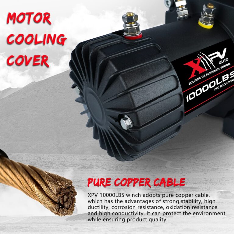 XPV AUTO Winch 10000 lb. Electric Winch Truck Winch Waterproof IP67 Electric Winch Synthetic Rope Kit with 2 Wireless Handheld Remotes and Wired Handle for 4WD 4x4 Off Road Vehicle Boat Truck - Image 9