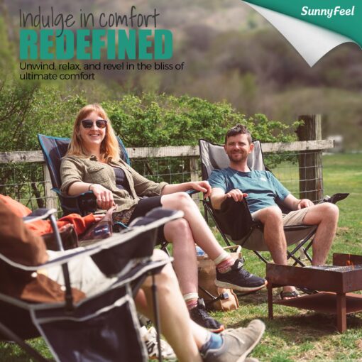 SUNNYFEEL Oversized Heated Camping Chair 2 Pack, Folding Rocking Camping Chairs with Luxury Padded Recliner,Carry Bag, 500 LBS Heavy Duty for Lawn/Outdoor/Picnic/Patio, Portable Rocker Camp Chair - Image 7