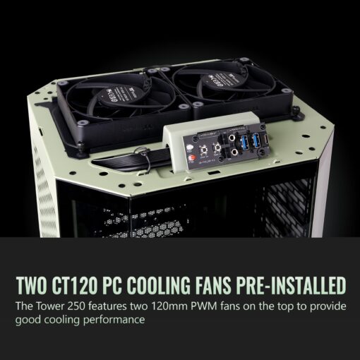 Thermaltake Tower 250 Matcha Green Mini-ITX Mini Tower; 2x120mm CT Fans Included; 360mm Radiator Support; 360mm GPU Clearance; Dual Chamber; CA-1Z9-00SEWN-00 - Image 4