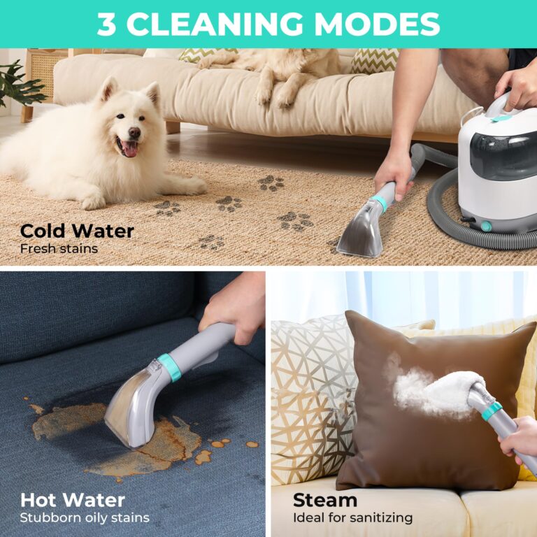 HAUSHOF Steam Portable Carpet and Upholstery Cleaner, Deep Couch Cleaner Machine with 3 Powerful Cleaning Modes for Pet Stains, Sofa, Rug, Mattress, Car Seat and Curtain, Spot & Stain Cleaner Included - Image 6