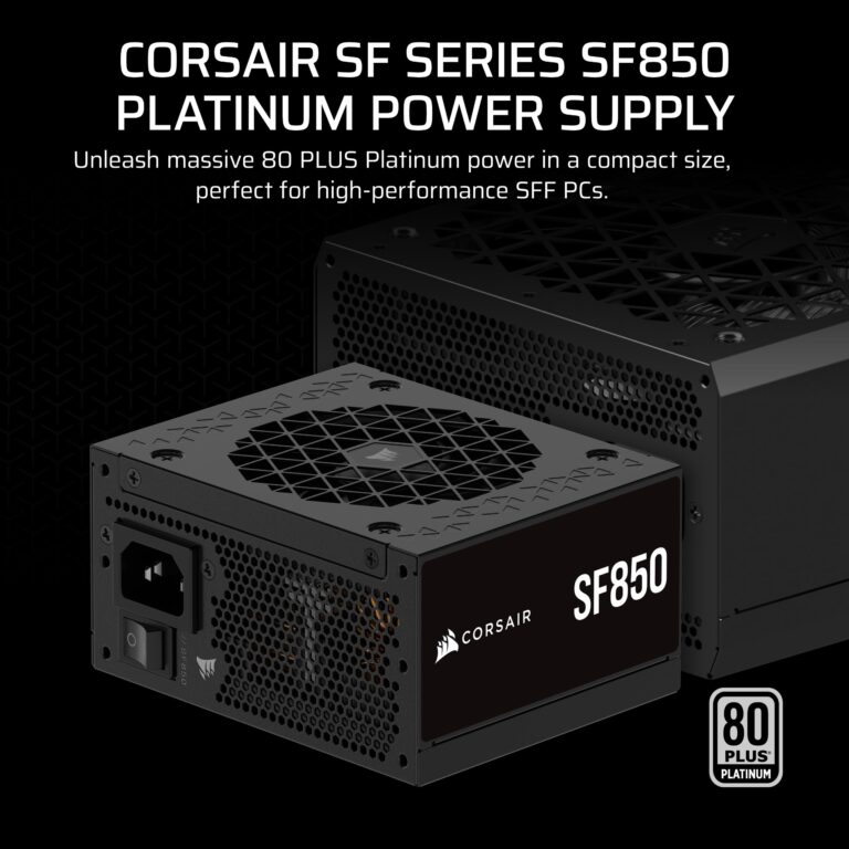 CORSAIR SF850 (2024) Fully Modular Low Noise 80 Plus Platinum ATX Power Supply – ATX 3.0 Compliant – PCIe 5.0 Ready – SFX-to-ATX Bracket Included – Black - Image 7