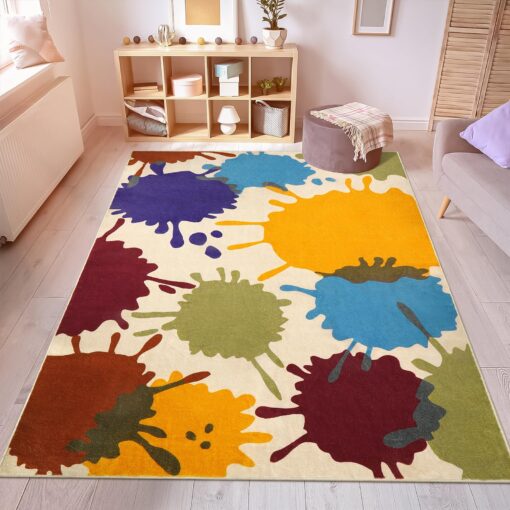 STARUIA Large Area Rug for Living Room, 8'x10' Rainbow Kids Rug for Classroom, Colorful Art Washable Rug for Bedroom, Non-Slip Ink Splotch Nursery Rug Soft Modern Living Room Carpet for Dorm School