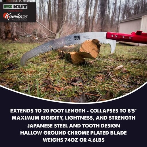 EZ Kut Professional Pole Saw 20’ Extendable - Manual Pole Saw for Tree Trimming. Branch Cutter with Double Hook for Branch Removal - Best Tree Pruner. Tree trimmer pole saw. Since 1988 - Image 6