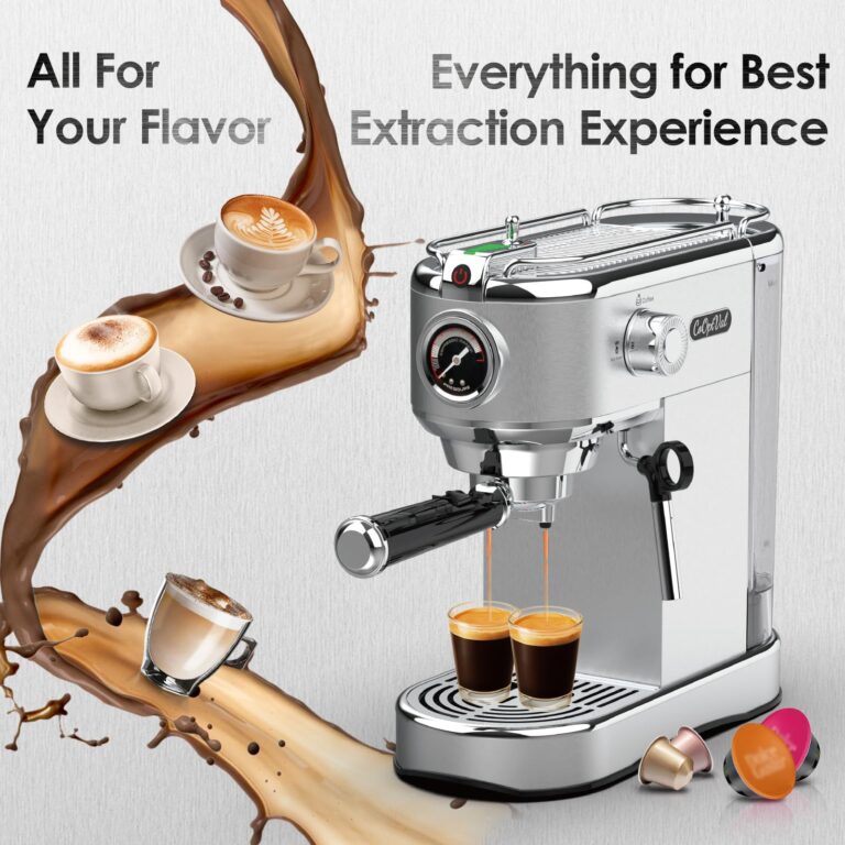 CoOptVal 20-Bar Espresso Machine & Coffee Machine – Compatible with Nespresso, Keurig K Cup – Hot & Cold Brew, Milk Frother, Stainless Steel – 10 oz Espresso Cup - Latte Machine & Cappuccino Machine - Image 2