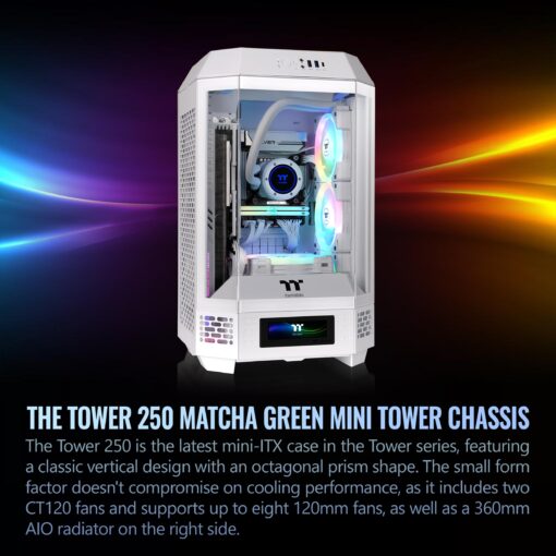 Thermaltake Tower 250 Snow Mini-ITX Mini Tower; 2x120mm CT Fans Included; 360mm Radiator Support; 360mm GPU Clearance; Dual Chamber; CA-1Z9-00S6WN-00 - Image 6