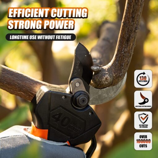 Cordless Electric Pruning Shears 40MM, Kebtek Professional Pruning Shears Battery Powered 18V Brushless Motor 2Pack 2AH Rechargeable Battery-LCD Display Screen (KT940) - Image 5
