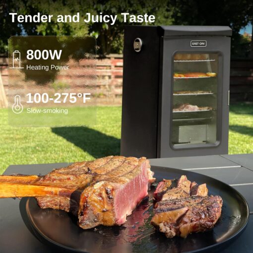 EAST OAK 30" Electric Smoker, Outdoor Smoker with Glass Door & Meat Thermometer, 725 Sq Inch Large Capacity, 4 Detachable Racks for Backyard BBQ, Party, Outdoor Cooking Night Blue - Image 6