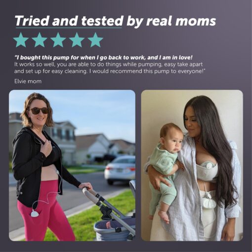 Elvie Stride Hospital-Grade, App-Controlled Breast Pump - Hands-Free, Wearable, Ultra-Quiet & Electric with 2-Modes, 10-Settings & 5oz Capacity per Cup - Image 3