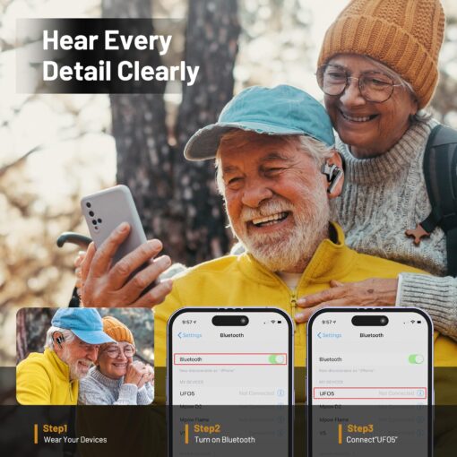 Hearing Aids, Noise Cancellation Hearing Aids for Seniors with Bluetooth, Hearing Amplifier for Hearing Loss, Rechargeable, Clear Sound - Image 4