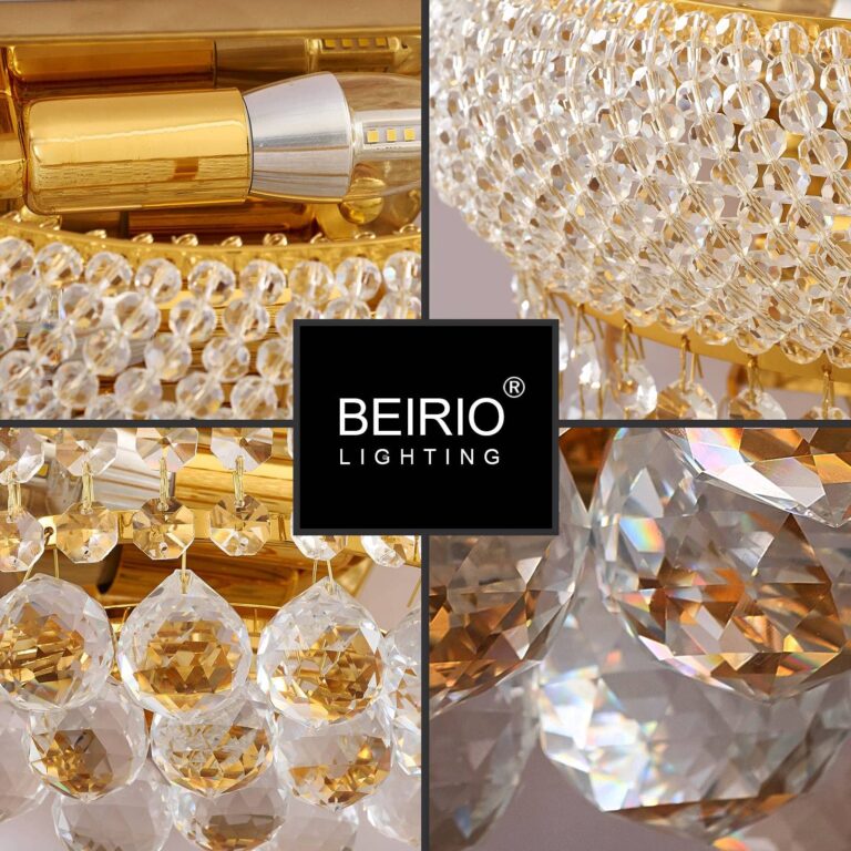 BEIRIO 2-Lights Golden Finish Classic Empire Style K9 Crystal Ball Wall Sconce Light for Living Room Foyer Dining Room Hallway Bedroom (12×6 inch) New Packaging Easy to Install - Image 6