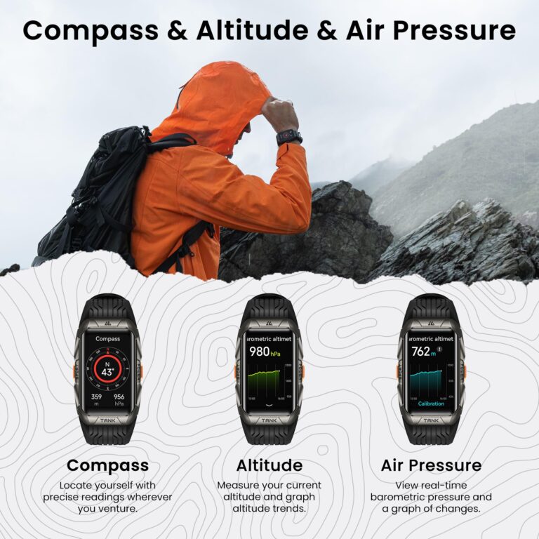 KOSPET Tank X2 Ultra GPS Smart Watch, 3D Curved Glass, Stainless Steel Unibody, 6 Satellite Positioning, Compass, 50M Waterproof, Answer/Make Call, 1.64" AMOLED Screen - Image 6