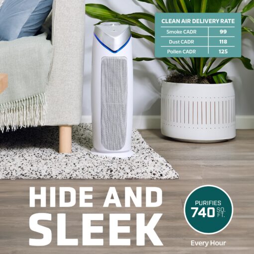 GermGuardian Air Purifier with HEPA 13 Filter, Removes 99.97% of Pollutants, Covers 743 Sq. Foot Room in 1 Hour, UV-C Light Helps Reduce Germs, 22 Inch, 2-Pack, White, AC4825W2PK - Image 8