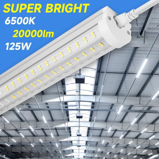 Phiwicsh 8Pack 8FT LED Shop Light, U Shape 125W Integrated LED Tube Light, 6500K Clear White, 20000LM Super Bright LED Lighting, Flush Mount/Hanging Linkable LED Ceiling Lights for Garage, Plug&Play - Image 8