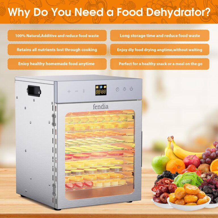 Food Dehydrator for Jerky, 12 Stainless Steel Trays, 1200W Fruit Dehydrator, 24H Timer and 190°F Temperature Control, Overheat Protection, Food Dryer for Jerky, Herbs, Fruit, Dog Treats - Image 3