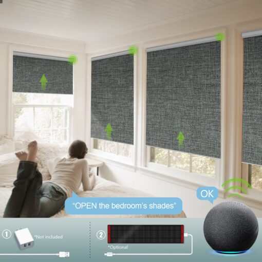 Yoolax Motorized Blinds with Remote, Blackout Smart Blinds Motorized Fabric Roller Shades Work with Alexa, Automatic Shades for Windows Custom Size (Dark Grey) - Image 6