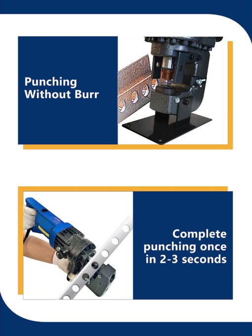AMZCNC 110V 1200W Electric Hydraulic Hole Puncher Φ1/4"-4/5" Punching Machine Metal Hole Punch with Carbon Brush 5 Dies for Iron Copper Aluminum Plate Angle Steel - Image 7
