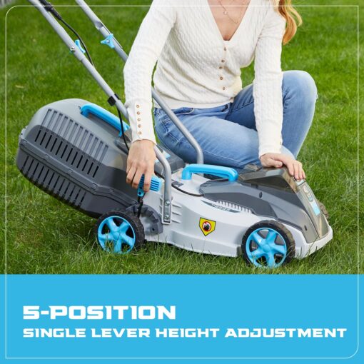 Cordless Lawn Mowers, 15 Inch Lightweight Lawn Mower, 40V Lithium-ion Lawnmower w/Brushless Motor, 5 Cutting Heights Adjustable -Low Noise 2 in 1 Push Mower - Image 5