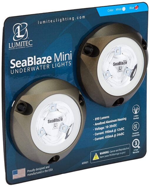 Lumitec SeaBlaze Mini LED Surface Mount Underwater Boat Light, 2 Per Pack, Blue - 101246 & 3M Marine Adhesive Sealant Fast Cure 4200 (05260) – Semi-Permanent Flexible Adhesive Sealant 3 Ounces - Image 7