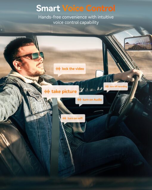 WOLFBOX G900 PRO Mirror Dash Cam with STARVIS 2 IMX678, 12 inches Rear View Mirror Camera with Front 4K and Rear 2.5K, Included 128GB Card, Voice Control, 5.8GHz WiFi, Loop Recording, G-Sensor & GPS - Image 3