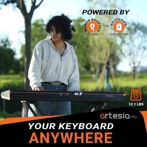 Artesia 61-Key Portable Digital Piano Keyboard with Full-Size Semi-Weighted Keys, Beginners Bundle with Sustain Pedal, Music Rack and Free Melodics Piano Lessons - Image 7