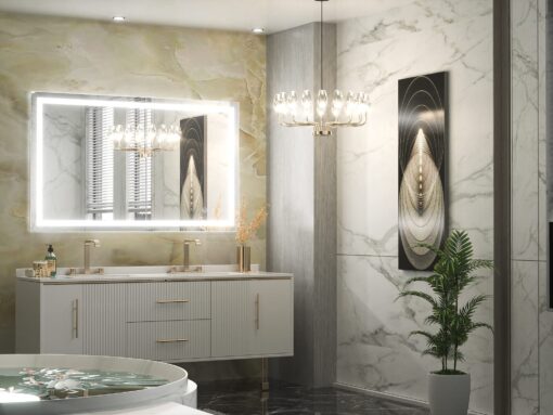 TETOTE 40 x 24 LED Bathroom Mirror LED Mirror Vanity Makeup Mirror Dimmable Anti-Fog Bathroom Lighted Mirror Wall Mounted Bathroom Decor Waterproof, Tempered Glass - Image 2