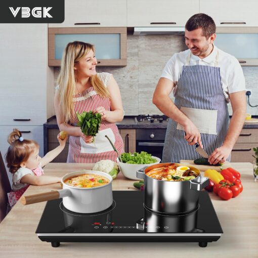 VBGK Double Induction Cooktop,4000W Induction Stove Top 110V Induction Hot Plate Electric Burner Portable Induction cooktop 2 burner with LCD Touch Screen 9 Levels Settings Child Safety Lock & Timer - Image 9