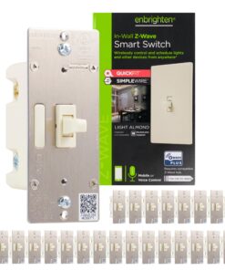 Enbrighten Almond Z-Wave Plus Smart Light Switch with QuickFit and SimpleWire, 3-Way Ready, Compatible with Alexa, Google Assistant, ZWave Hub Required, Repeater/Range Extender, Toggle, 24 Pack, 82686