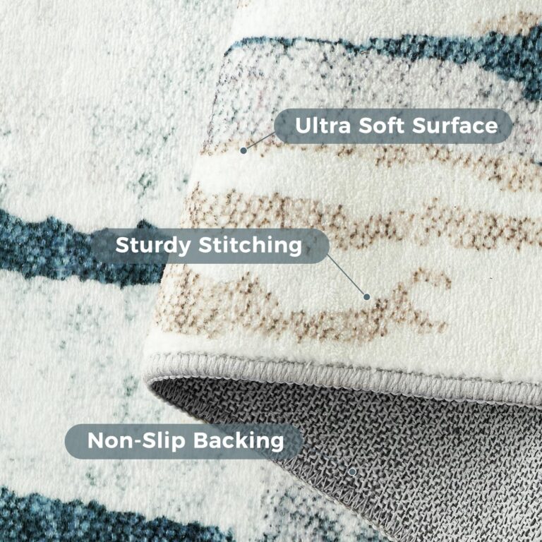 jinchan Area Rug 6x9 Modern Abstract Washable Living Room Rug Blue Multi Soft Contemporary Home Decor Non Slip Backing Carpet for Bedroom Dining Room - Image 5