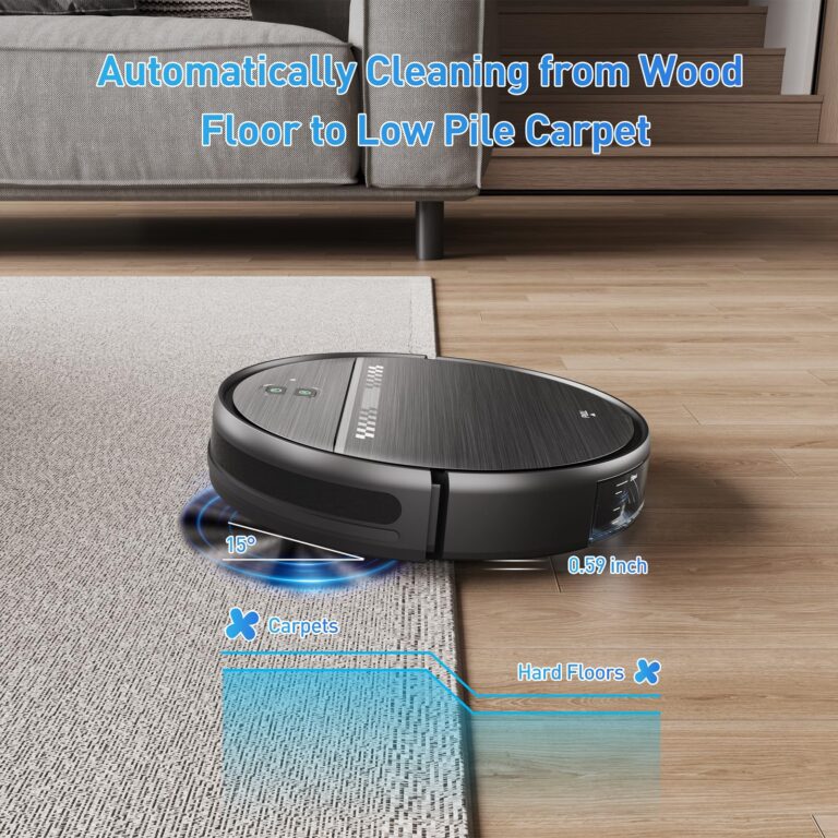 Robot Vacuum and Mop Combo, 2-in-1 Mopping Robot Vacuum Cleaner with 2300Pa Suction, 2.87'' Slim Design, Wi-Fi/App/Voice Control, 3D Obstacle Avoidance&Self-Charging for Hard Floors, Carpets, Pet Hair - Image 2