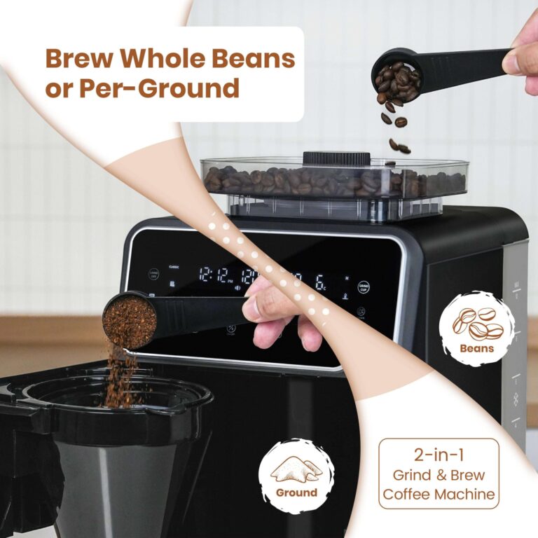 Gevi 10 Cup Drip Coffee Maker with Built-in Grinder, Grind ＆ Brew Burr Combo Coffee Machine with Touch Screen, Programmable, 4-Hour Warm Plate, Permanent Filter, Coffee Carafe - Image 8