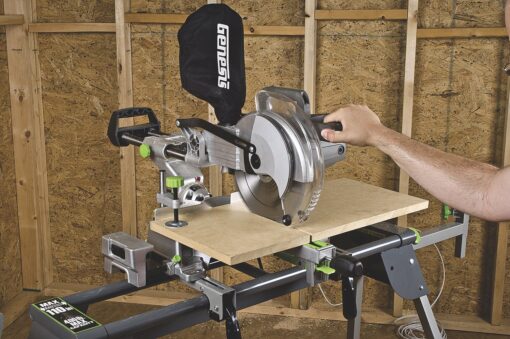 Genesis GMSDR1015LC 15 Amp 10" Sliding Compound Miter Saw with Laser Light, Electric Brake, Spindle Lock, Dust Bag, Extension Wings, and 60T Carbide-Tipped Blade - Image 6