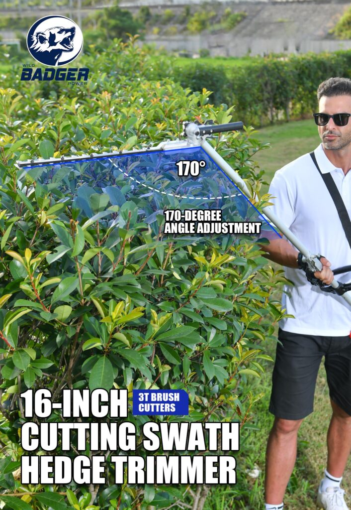 WILD BADGER POWER 40V Cordless Weed Wacker, String Trimmer/Edger, Pole Saw, Hedge Trimmer and Brush Cutter Blade, Attachment Capable 4-in-1 Multi-Tool Kit with 2 * 20V 4Ah Battery and 1*Charger - Image 6