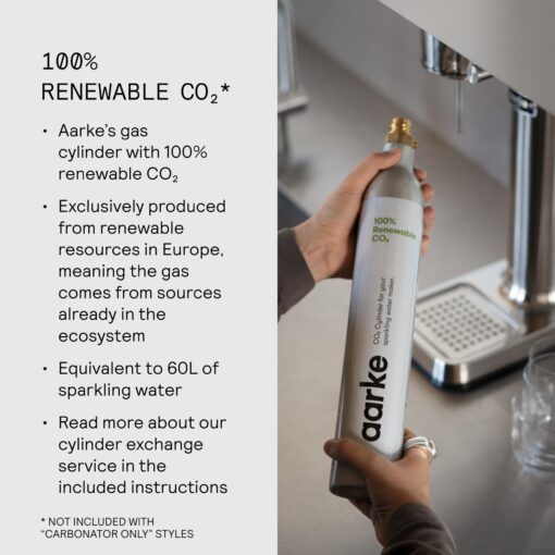 aarke Carbonator lll, Sparkling & Carbonation Water Machine, Stainless Steel with PET BPA-Free Reusable Bottle Volume 800 mL (Sand) - Image 2