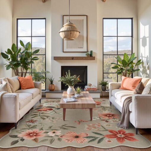 Lahome Floral Washable Rugs 8x10, Non-Slip Soft Bedroom Rug Stain Resistant, Ultra-Thin 8x10 Rugs for Living Room Easy Clean Boho Rug Accent Carpet for Dining Room Office(8x10ft,Brown) - Image 6