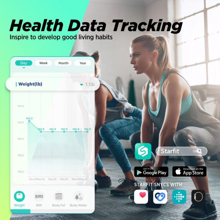 Runstar Digital Bathroom Scale for Body Weight, Body Fat, BMI 28 Measurements, Innovative 8-Electrode Smart Scales FSA or HSA Eligible with Voice Prompt Function High Accurate Bluetooth Weight Machine - Image 3