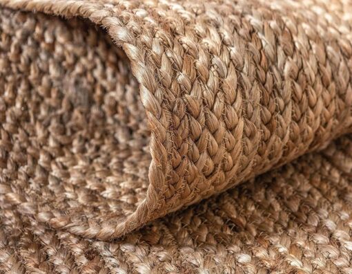 FRELISH DECOR Handwoven Jute Area Rug - 8 feet Round - Natural Yarn - Rustic Vintage Beige Braided Reversible Rug - Eco Friendly Rugs for Bedroom - Kitchen - Living Room - Farmhouse (8' Round) - Image 5