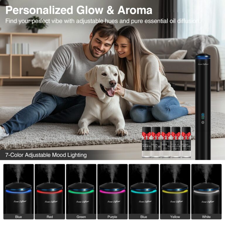 Waterless Scent Diffuser Starter Kit - 2000 Sq Ft Coverage, Luxury Hotel Scent Diffuser, Diffusers for Essential Oils Large Room, Included 5 Scent Oils, Remote Control, Black, 40In - Image 6