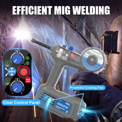 AZZUNO 100Amp Handheld MIG Welder Machine, Gasless MIG Welder Machine, Portable Flux MIG Welding Machine 100V - Image 6