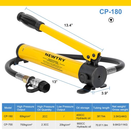 NEWTRY 20T Low Profile Hydraulic Jack Porta Power Kit + CP-180 Manual Hydraulic Hand Pump Multi Section Jack, 1.18” Stroke Industrial Mini Hydraulic Cylinder - Image 6