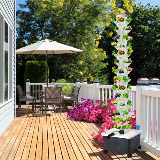 JPWDDWYT Hydroponics Tower Indoor Growing System Vertical Garden Planter Indoor Smart Garden Kit with Pump and Movable Water Tank Vegetable Plant Gift for Gardening Lover (70-Plants) - Image 2