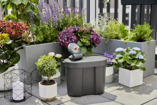 GARDENA (13301) Solar-Powered AquaBloom Irrigation Set with Water Tank: Solar-Powered Irrigation Set to Water up to 20 Potted Plants, Control w/ 14 Irrigation Programs - Image 8