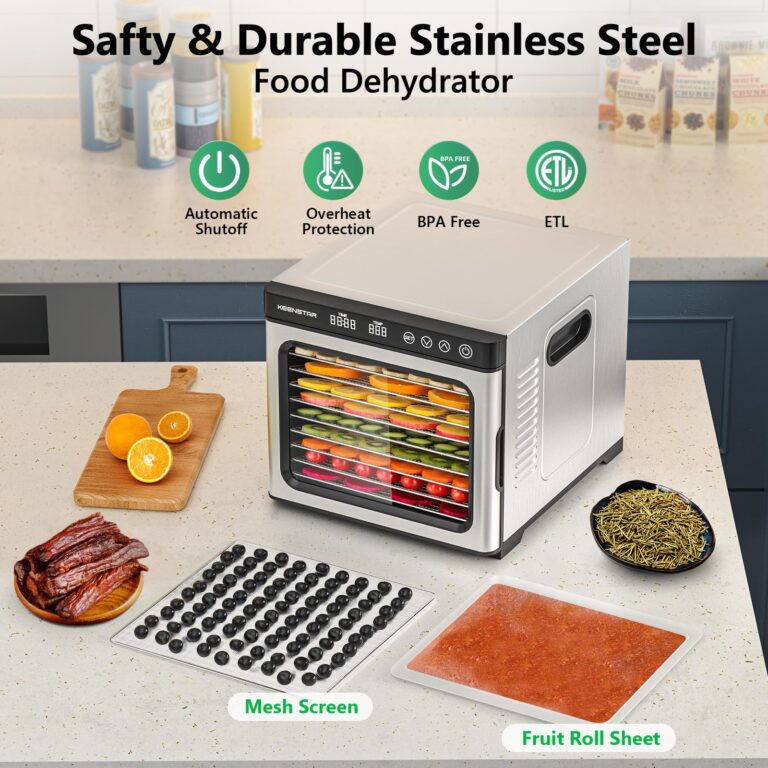 KEENSTAR Food Dehydrator for Jerky 1000W, 9 Stainless Steel Trays, 165℉ Temperature Control, 8.7ft² Drying Space, 48H Timer, Dryer Machine for Dog Treats, Herb, Veggies, Meat, Fruit - Image 5