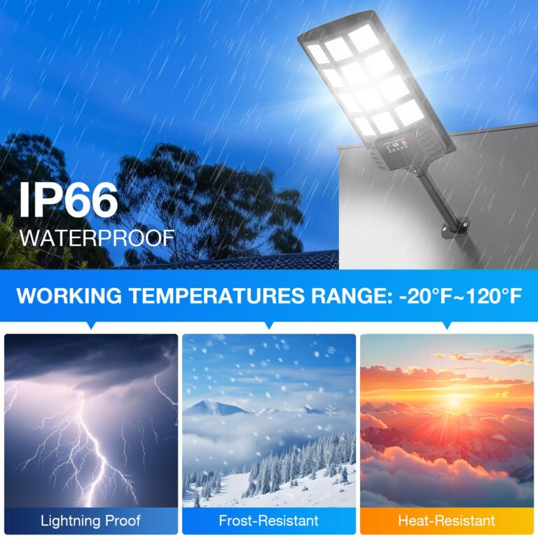 Heisolcool Solar Street Lights Outdoor Waterproof, 23000LM 320° Wide Angle Flood Light, LED Solar Parking Light with Motion Sensor and Remote Control, Suitable for Street, Parking lot-4PACK - Image 5