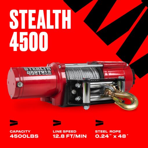 Stealth Winches 4500lb UTV ATV Winch, 12 Volt Electric Winch with 2 Wireless remotes and Steel Rope, Perfect for Towing Boat Trailer Winch, Portable Winch 12v, Roller Fairlead & Mounting Plate - Image 9