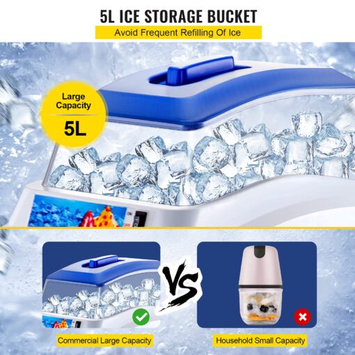 VEVOR 110V Commercial Ice Shaver Crusher 441LBS/H with 11LBS Hopper, 300W Tabletop Electric Snow Cone Maker 320 RPM Rotate Speed Perfect For Parties Events Snack Bar - Image 6