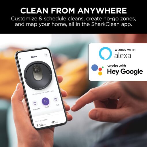 Shark AV2001 AI Robot Vacuum with Self-Cleaning Brushroll, Object Detection, Advanced Navigation, Home Mapping, Perfect for Pet Hair, Compatible with Alexa, Gray - Image 4