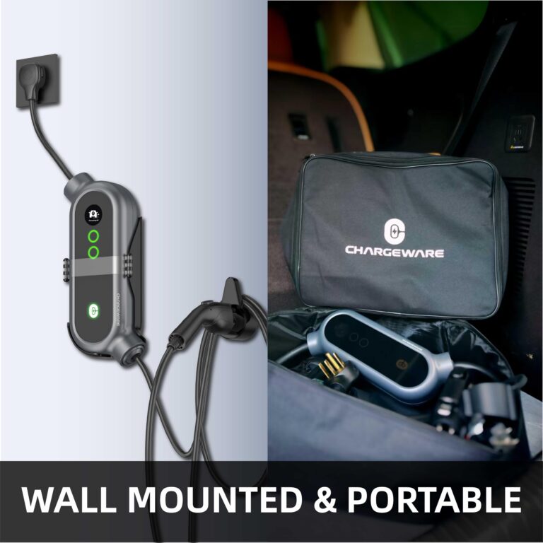 CHARGEWARE Level 2 Smart EV Charger with App Control, Up to 9.6kW, ETL/FCC/Energy Star Certified, 24ft Cable, Wall Mount and Portable Options, 14-50R to 5-15P Adapter, LCD Display, Dark Gray - Image 2